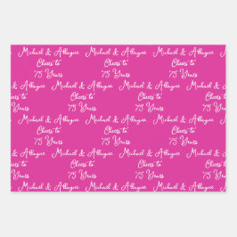 Hoja De Papel De Regalo Saludos a 75 años del 75 aniversario de Lavanda Ro