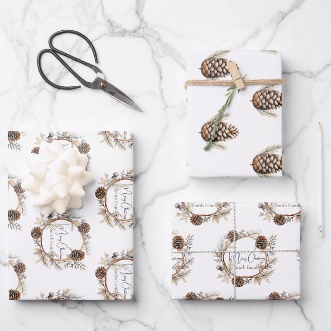 Hoja De Papel De Regalo Saludos navideños personalizados (Anverso)