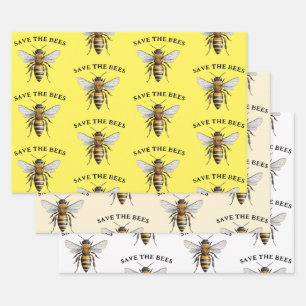 Hoja De Papel De Regalo Salvar a las abejas amarillas