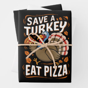 Hoja De Papel De Regalo Salvar un pavo Comer Pizza Disfraz divertido de Ac