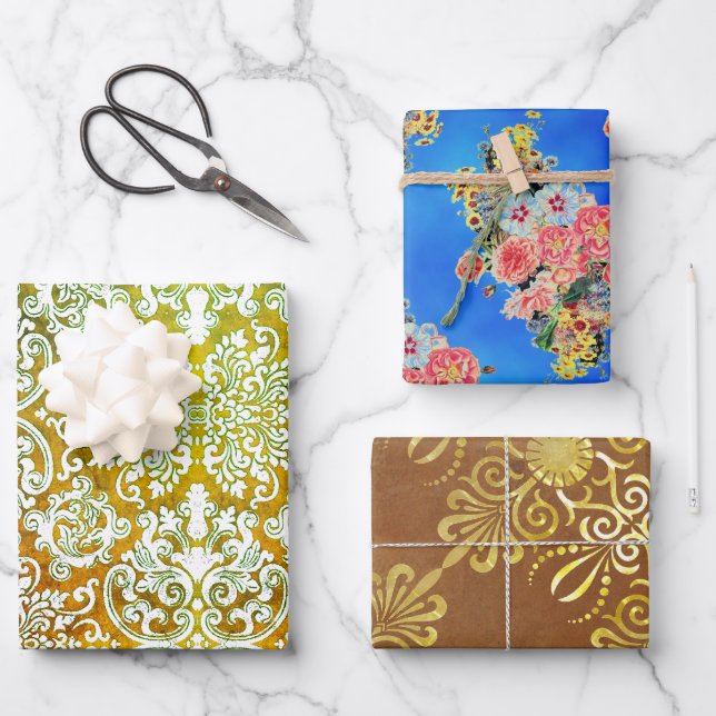 Hoja De Papel De Regalo Sampler Floral Woodbury (Anverso)