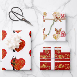 Hoja De Papel De Regalo San Valentín Barrido Corazón Mariposa Floral Oro A