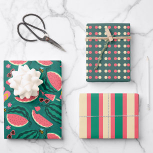 Hoja De Papel De Regalo sandía de verano y abejas