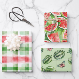 Hoja De Papel De Regalo Sandías Rojas Verdes Blancas Cumpleaños