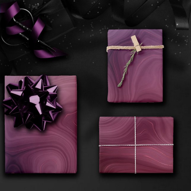 Hoja De Papel De Regalo Sangria Strata | Moody Pink y Purple Luxe Agate (Subido por el creador)