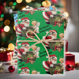 Hoja De Papel De Regalo Santa Claus agrega el nombre del niño 3