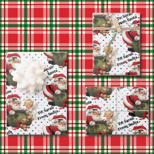 Hoja De Papel De Regalo Santa Claus agrega el nombre del niño 3