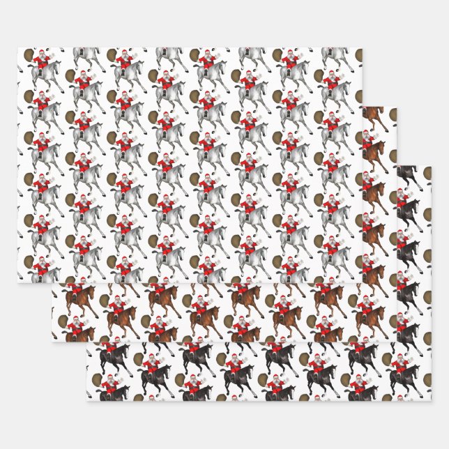 Hoja De Papel De Regalo Santa Claus ama a los caballos (Set)