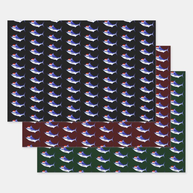 Hoja De Papel De Regalo Santa Claus Blue Marlins (Set)