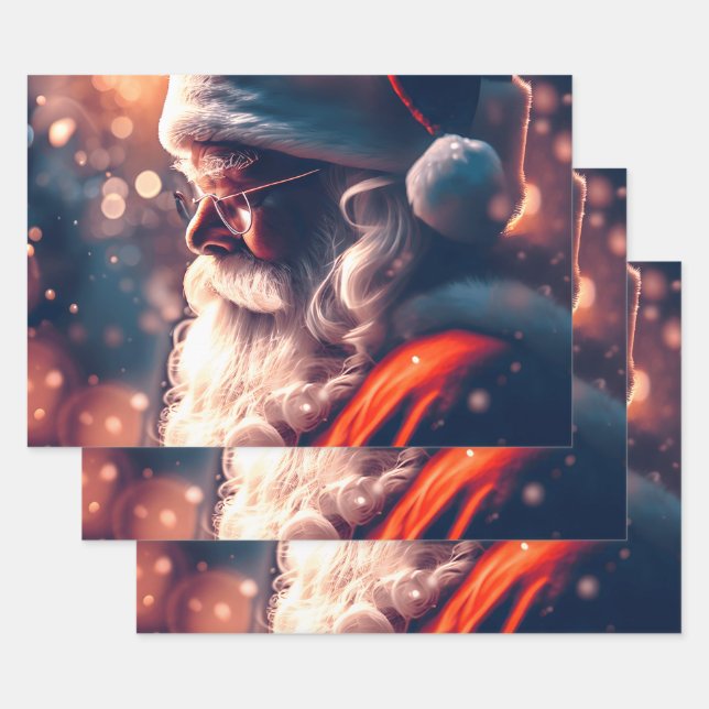 Hoja De Papel De Regalo Santa Claus Feliz Navidad (Set)