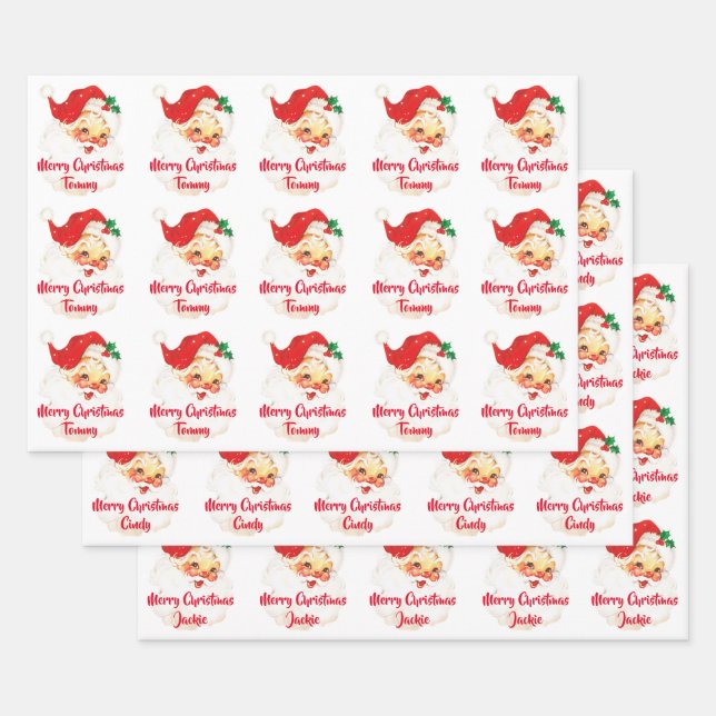 Hoja De Papel De Regalo Santa Claus Feliz Navidad personalizado (Set)