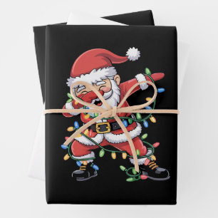 Hoja De Papel De Regalo Santa Claus haciendo dab Luces divertidas de Navid