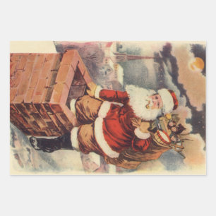 Hoja De Papel De Regalo Santa Claus Victoriano de Navidad Vintage en Chime