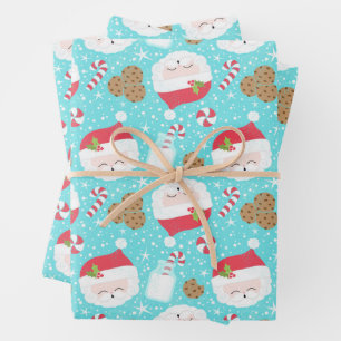 Hoja De Papel De Regalo Santa con sus cookies y Navidades de la leche