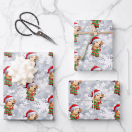 Hoja De Papel De Regalo Santa de Navidad Labrador Retriever Copos de nieve