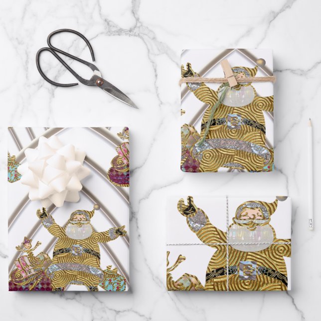 Hoja De Papel De Regalo Santa está de camino 3 Navidades (Anverso)