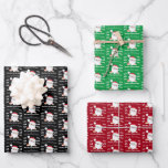 Hoja De Papel De Regalo Santa Face Merry Christmas Ho Ho Ho Personalizado<br><div class="desc">Este paquete de papel de envoltura festiva presenta una linda cara de Santa con barba blanca y gorra, rodeada por el texto de "HO HO HO HO" en blanco, disponible en rojo, verde y negro. "Feliz Navidad" con escritura blanca adorna la parte superior, con un nombre de personalizable en la...</div>