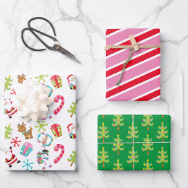 Hoja De Papel De Regalo Santa, hombres de nieve y renos