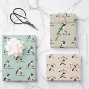 Hoja De Papel De Regalo Santa Hummingbird Feliz Navidad