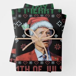 Hoja De Papel De Regalo Santa Joe Biden Felices Navidades del 4 de julio
