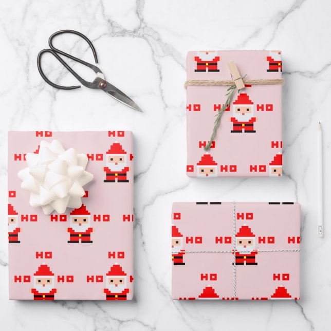 Hoja De Papel De Regalo Santa Pixel Art 2 (Anverso)