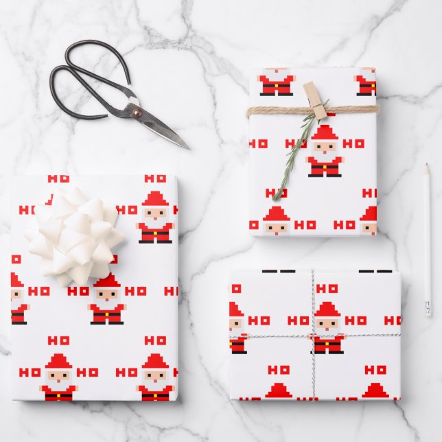 Hoja De Papel De Regalo Santa Pixel Art 2 (Anverso)