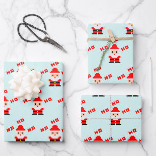 Hoja De Papel De Regalo Santa Pixel Art 3