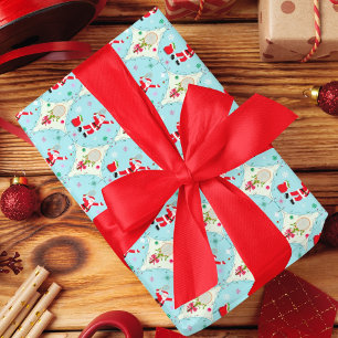Hoja De Papel De Regalo Santa Retro Jugando Tenis Patrón Ogee