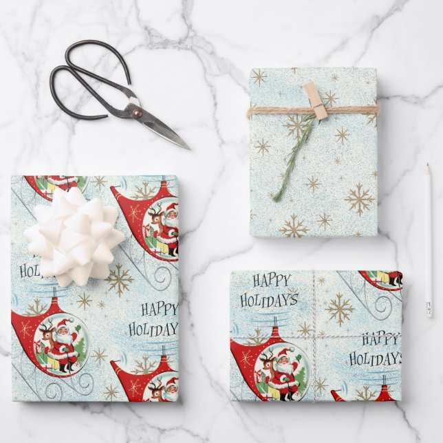 Hoja De Papel De Regalo Santa's Retro Rotor Sleigh (Anverso)