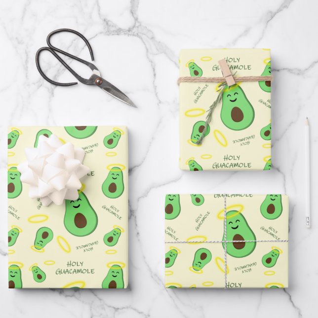 Hoja De Papel De Regalo Santo Guacamole lindo aguacate (Anverso)