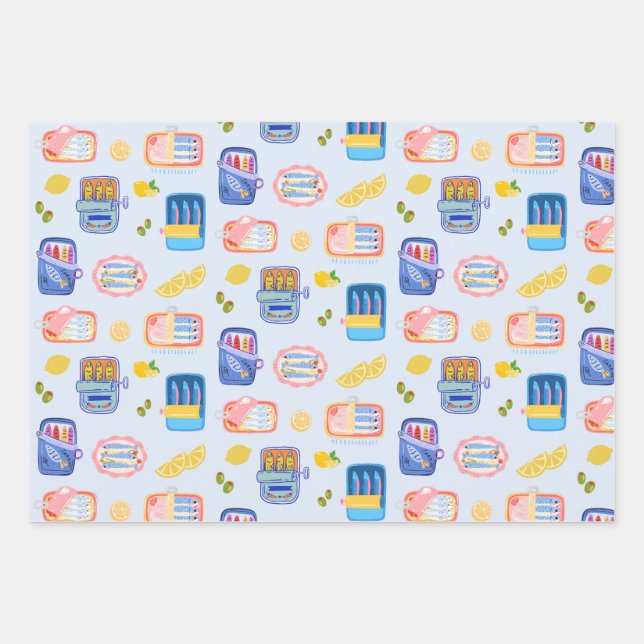 Hoja De Papel De Regalo Sardinas y Limones (Anverso)