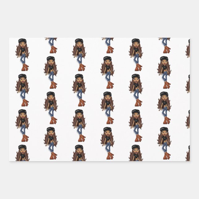 Hoja De Papel De Regalo Sasha Bratz x Dolls Kill Outfit Wrapping Paper (Anverso)