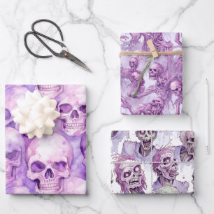 Hoja De Papel De Regalo Scary Purple Halloween Goules