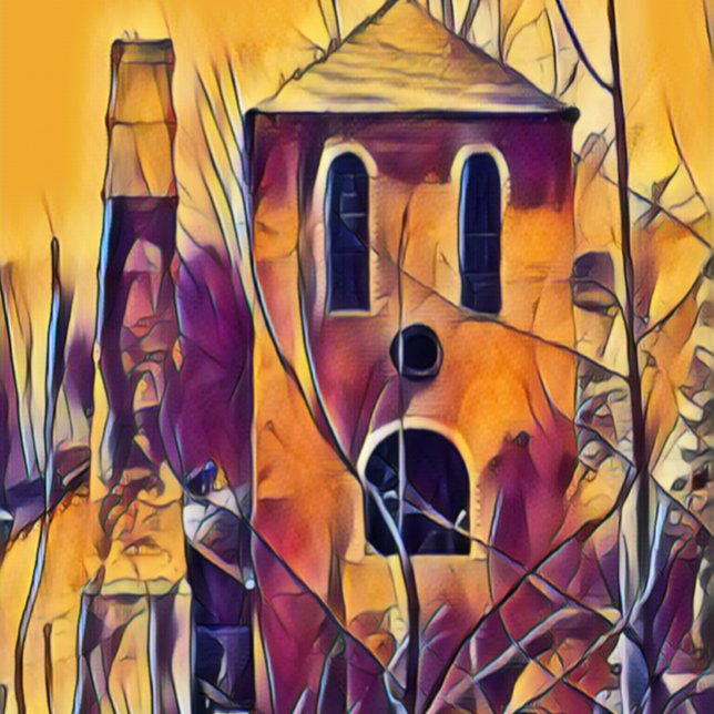 HOJA DE PAPEL DE REGALO SCARY SPOOKY DIVERSIÓN (A funny art design of part of an old derelict Victorian blast furnace building.)