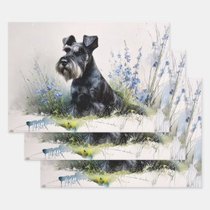 Hoja De Papel De Regalo Schnauzer Decoupage Acuarela