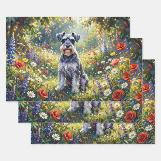 Hoja De Papel De Regalo Schnauzer in Wildflower Meadow Decoupage