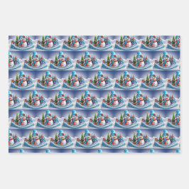 Hoja De Papel De Regalo Schneemann in Winterlandschaft -