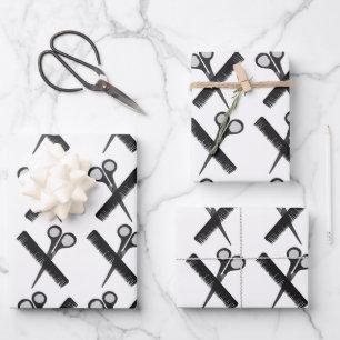 Hoja De Papel De Regalo Scissors Comb Hairstylist Salon