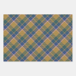 Hoja De Papel De Regalo Scott Mustard Blue Modern Scottish Tartan