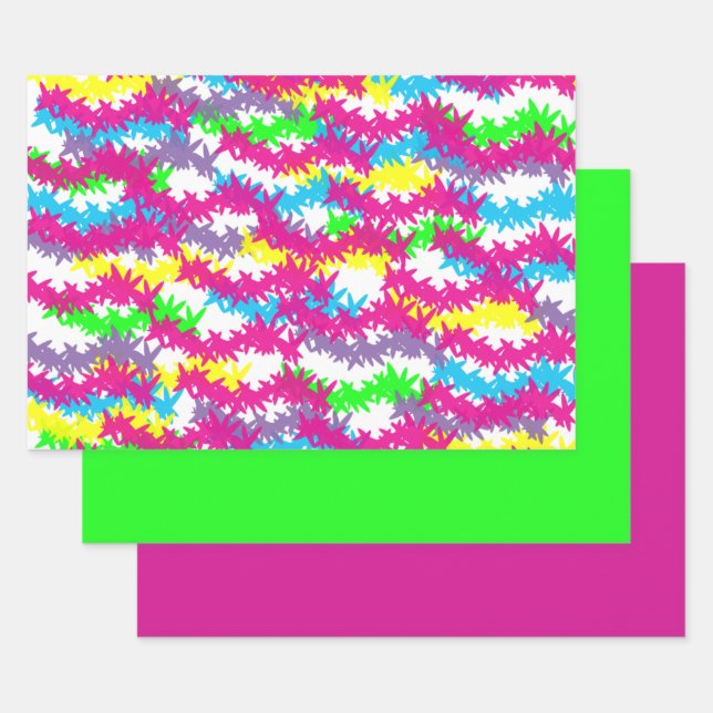 Hoja De Papel De Regalo Scribble Jacks Neon Design (Set)
