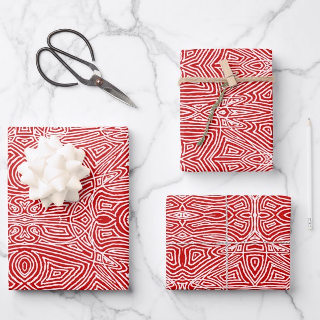 Hoja De Papel De Regalo Scribbleprints Red (Anverso)