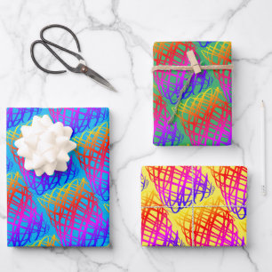 Hoja De Papel De Regalo Scribe simple Azul, verde, amarillo fondo