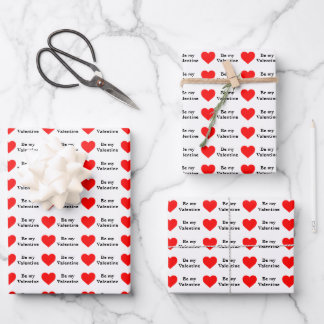 Hoja De Papel De Regalo Sé Mi Corazón Rojo De San Valentín Amor