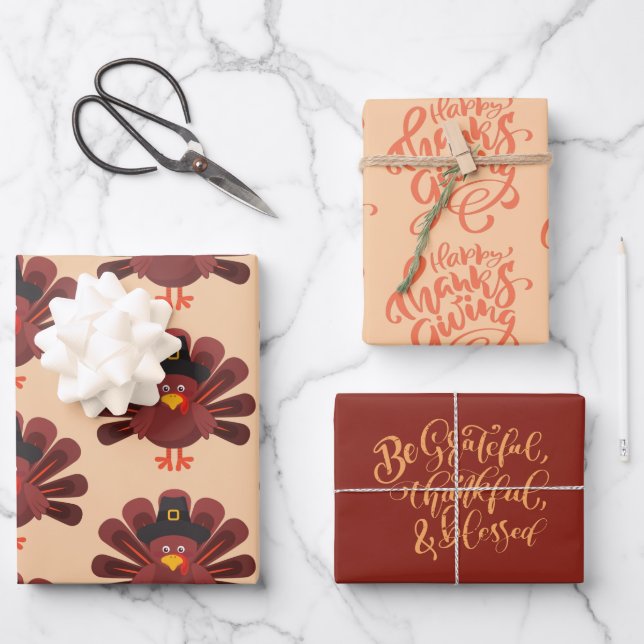 Hoja De Papel De Regalo Sea agradecida Turquía (Anverso)