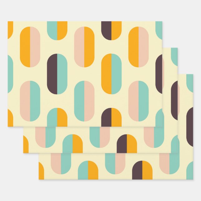 Hoja De Papel De Regalo Seamless geometric pattern in retro vibes (Set)