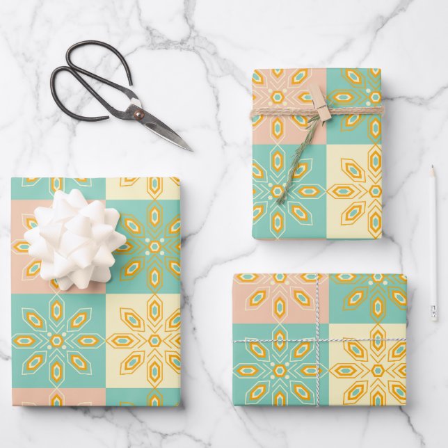 Hoja De Papel De Regalo Seamless pattern with geometric floral motifs (Anverso)