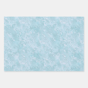 Hoja De Papel De Regalo Seda Moire Pequeño Patrón en Aqua Brillante