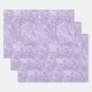Hoja De Papel De Regalo Seda Moire Pequeño Patrón en Lila Lavanda