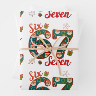 Hoja De Papel De Regalo Seis Siete 67 6 7 Meme Navidad Xmas Sombrero de Sa