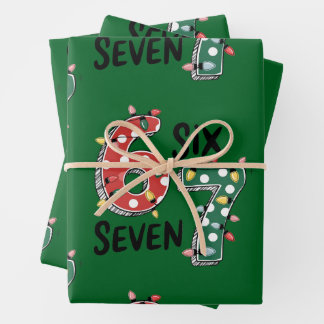 Hoja De Papel De Regalo Seis Siete 67 6 7 Navidad Meme Divertido Xmas verd